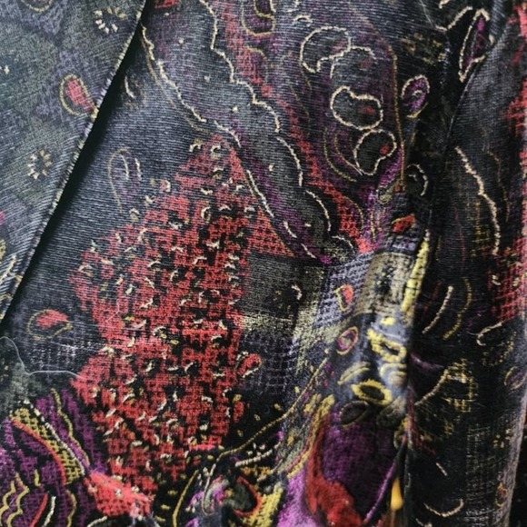 Vtg Rumours Croped Blazer Black Velvet Colorful Metallic‎ women sz Small - Picture 10 of 10